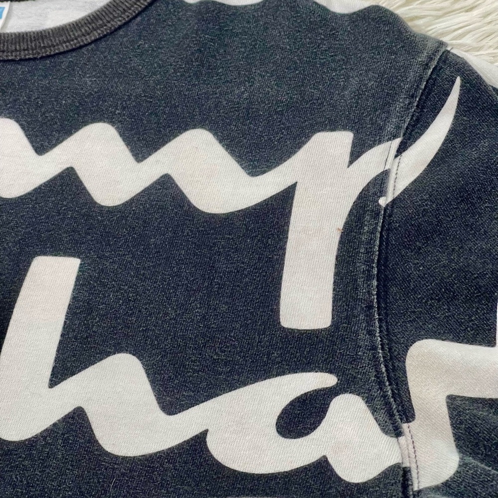 Size L Vintage Champion T-Shirt Vintage 90s All Over Print‎ Black Distressed Y2K - Picture 5 of 15